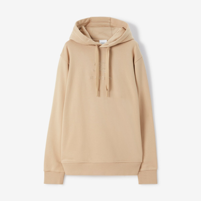 Burberry Logo-embroidered Hooded Sweatshirt In Beige