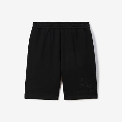 Burberry Embroidered Ekd Cotton Shorts In Black
