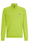 Hugo Boss Branded Zip-neck Sweater In Dry-flex Fabric In Green