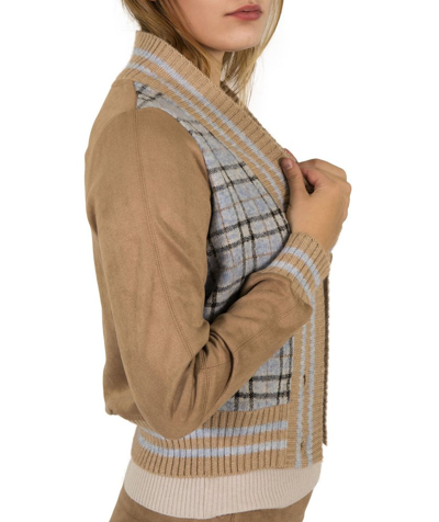 Le Tricot Chic Tartan Printed Knit Cardigan In Multi