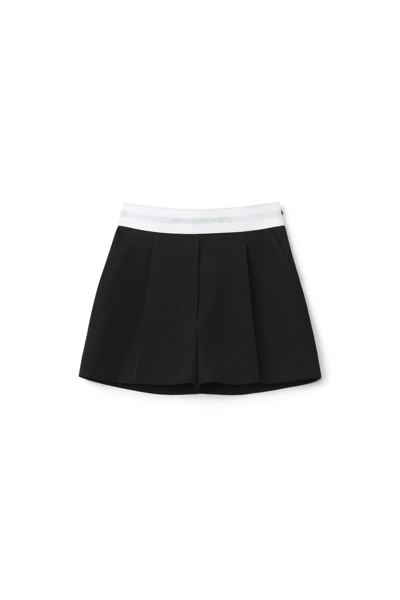 Alexander Wang Pleated Shorts In Wool Tailoring In Black