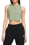 Nike Women's  Sportswear Chill Knit Tight Cropped Mini-rib Tank Top In Green