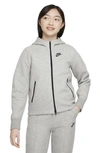 Nike Kids' Tech Fleece Full Zip Hoodie In Dark Grey Heather/black