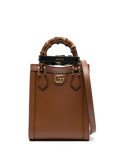 Gucci Diana Leather Mini Bag In Brown