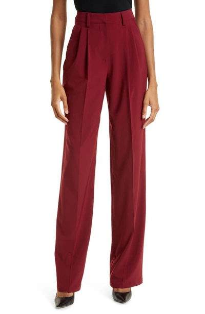 Aknvas O Connor Pleat Front Trousers In Bordeaux