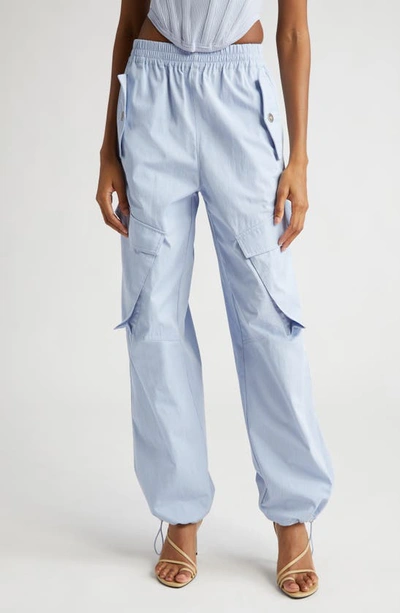 Dion Lee Womens Glacier Wide-leg Mid-rise Cotton Cargo Trousers In Light Blue