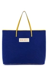 Marni Blue Felt Medium Janus Shopping Bag In Blue