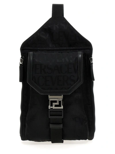 Versace One Shoulder Crossbody Bag In Black