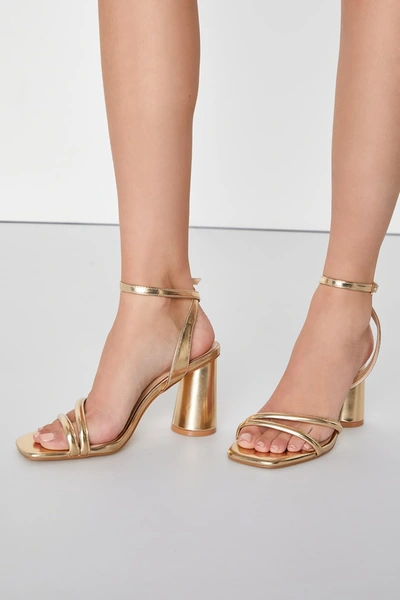 Lulus Anette Gold Ankle Strap Heels