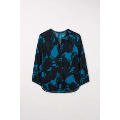 Luisa Cerano Blues Bold Floral Printed Blouse