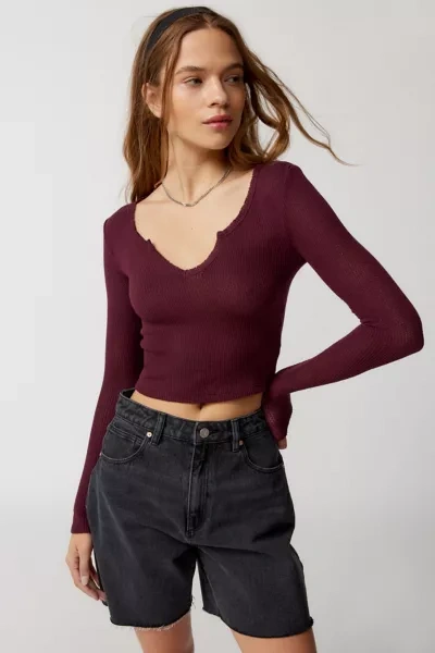 Out From Under Lias Notch Neck Top In Maroon