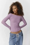 Out From Under Libby Ribbed Long Sleeve Top In Lilac