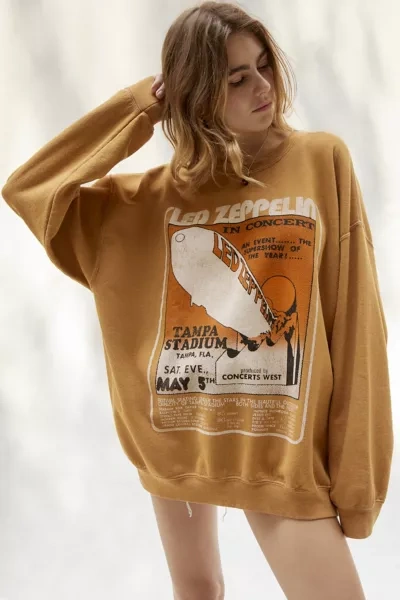 Urban Outfitters Led Zeppelin Poster Pullover Sweatshirt In Yellow