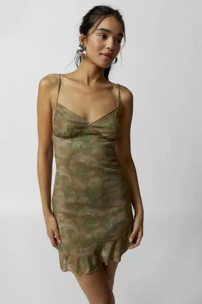 slim fit dress slacks MOTEL DELUXE Gabby Sequin Plunge Back Dress in Iridescent Green main image 0