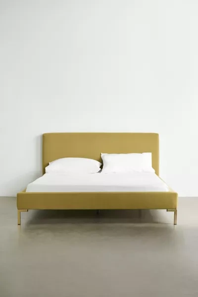 Urban Outfitters Rosalie Classic Velvet Platform Bed In Chartreuse