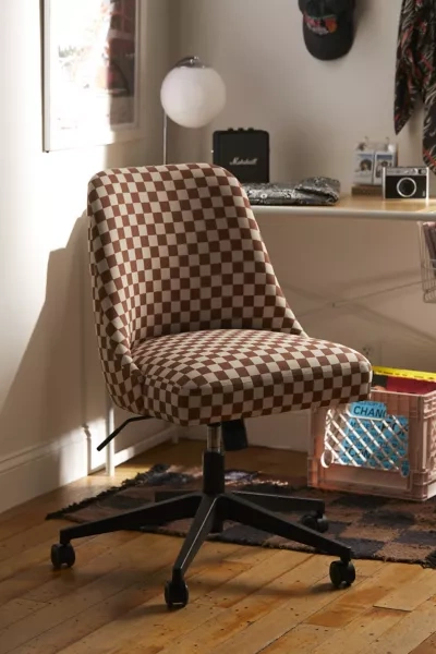 Urban Outfitters Lanney Checkered Adjustable Desk Chair In Brown