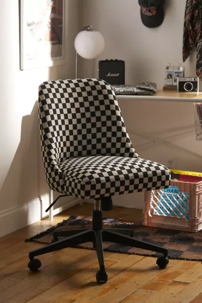 Urban Outfitters Lanney Checkered Adjustable Desk Chair In Black