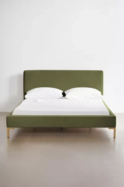 Urban Outfitters Rosalie Crosshatch Weave Platform Bed In Green