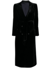 Blazé Milano Double-breasted Velvet Midi Dress In 黑色