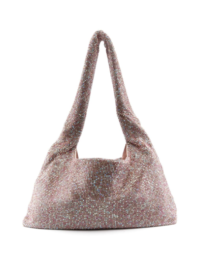 Kara Crystal Mesh Shoulder Bag In Pink