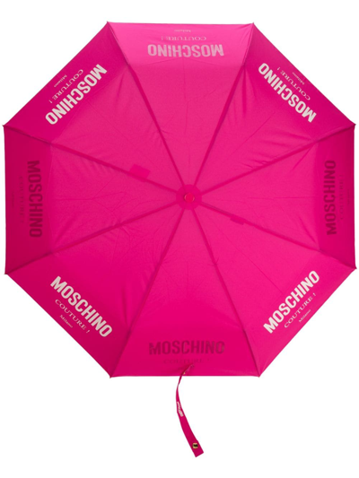 Moschino Logo-print Compact Umbrella In Pink
