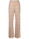 Twinset Plaid-check Flared Trousers In 中性色