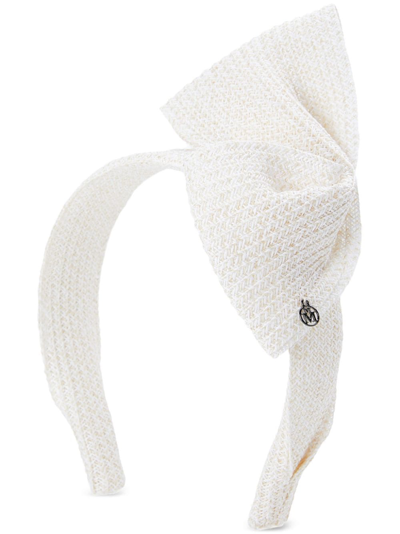 Maison Michel Beth Hemp Straw Headband In White