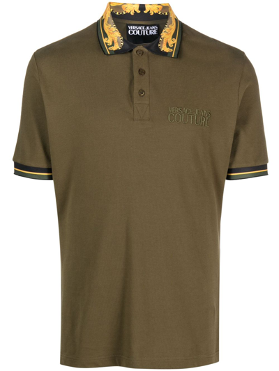 Versace Jeans Couture Baroque-pattern Polo Shirt In Green