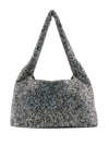 Kara Crystal Mesh Rhinestone Beaded Shoulder Bag In 黑色
