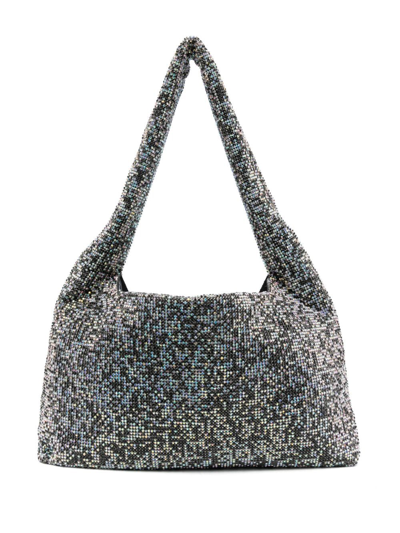 Kara Crystal Mesh Armpit Shoulder Bag In 黑色