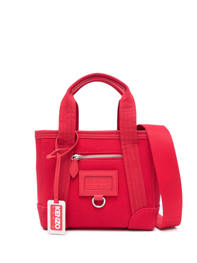 Kenzo Mini Paris Canvas Tote Bag In Red