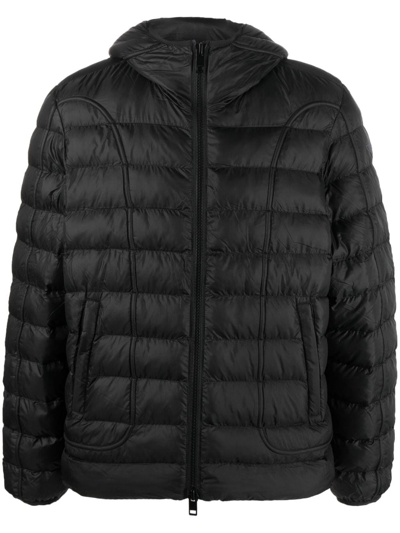 Diesel Zip-up Hooded Padded Jacket In 黑色