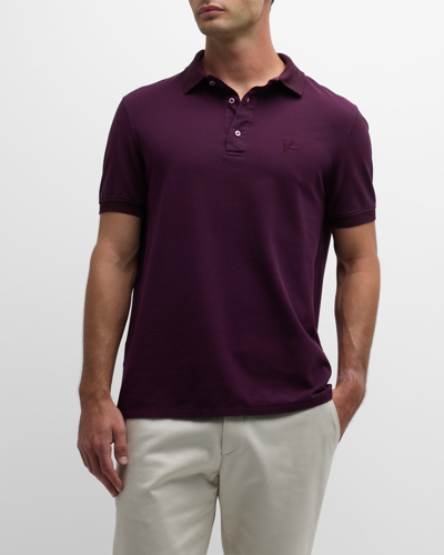 Isaia Men's Cotton Pique Polo Shirt In Purple