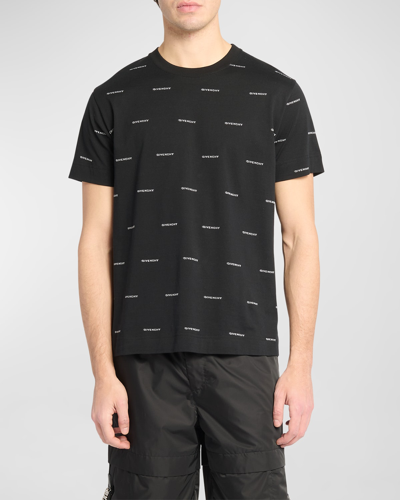 Givenchy Men's Repeat Logo T-shirt With 4g Back In Black