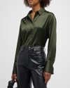 Frame The Standard Silk Button-front Shirt In Surplus