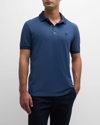 Isaia Men's Cotton Pique Polo Shirt In Pastel Blu
