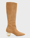 Cult Gaia Zuri Suede Knee Boots In Camel