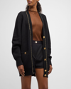 Versace Essential Series Wool Knit Button-front Sweater In Black