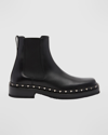 Valentino M-way Rockstud Ankle Boot In Calfskin Leather In Black