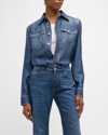 Bottega Veneta Trompe L'oeil Denim Print Button-up Shirt In Indigo