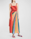 La Doublej Slip-around Silk Maxi Dress In Rainbow Piazzato