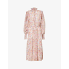 Isabel Marant Étoile Galoa Floral Collared Long-sleeve Midi Dress In Ecru Orange