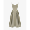 House Of Cb Womens Taupe Samaria Corset-top A-line Stretch-cotton Midi Dress