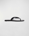 The Row City Calfskin Flip Flop Sandals In Black