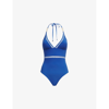 Reiss Cobalt Blue Lattice Halterneck Swimsuit In Cobalt Blue