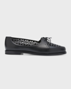 MANOLO BLAHNIK DELIRIUM PERFORATED LEATHER LACE-UP LOAFERS