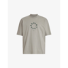 Allsaints Mens Soft Green Tierra Brand-print Organic Cotton-jersey T-shirt