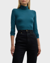 Majestic Viscose Jersey Turtleneck In Haute Mer