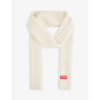 KENZO KENZO MEN'S OFF WHITE BRAND-PATCH RIBBED WOOL-KNIT SCARF,67232704