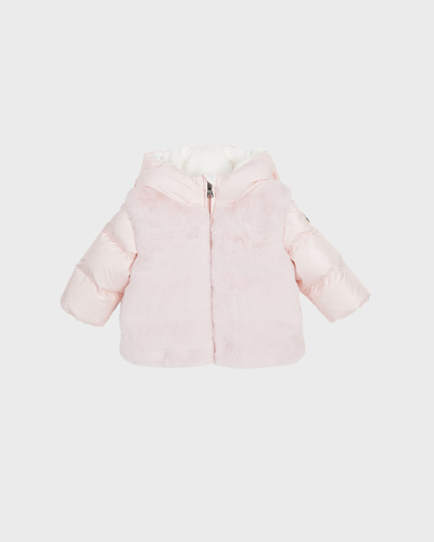 Moncler Kids' Girl's Natas Faux Fur Combo Jacket In Pink